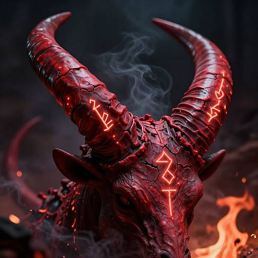 Intricate Crimson Devil Horns Close-Up