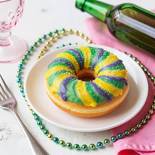 Festive Rainbow Doughnut with Mardi Gras