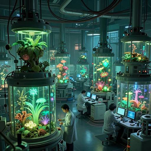 Sci-Fi Bioluminescent Lab Concept Art