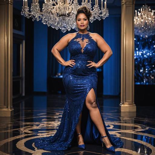 Elegant Woman in Royal Blue Sequin Dress