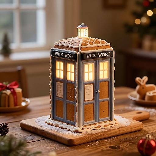 Intricately Detailed TARDIS Gingerbread House