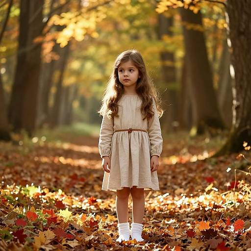 Young Girl in Autumn Forest