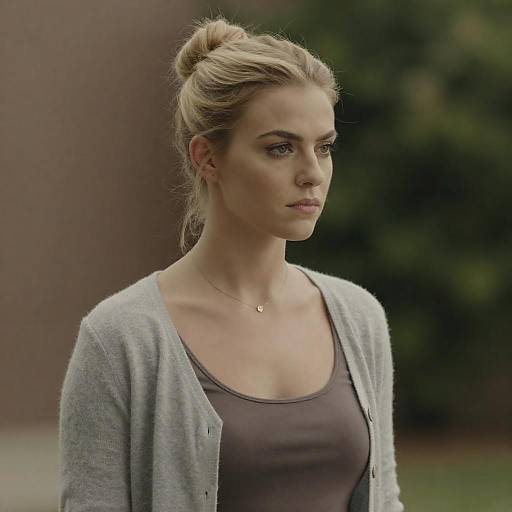 Warm Portrait of Blonde Woman Looking Right