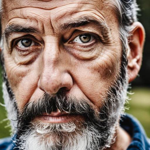 Close-up portrait of elderly man with beard