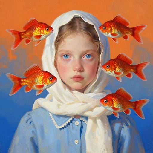 Surreal Girl with Red Fish