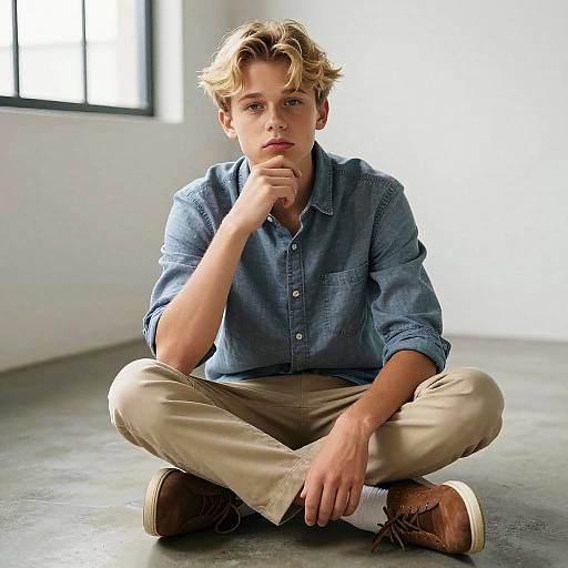 Lanky Blonde Teen Editorial Portrait