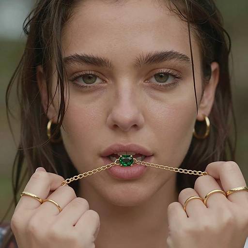 Intense Expression with Gold Chain Close-Up