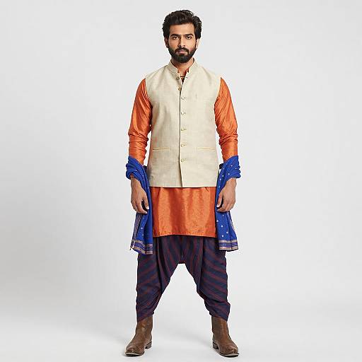 Handsome Indian Man in Traditional Bollywood Costume