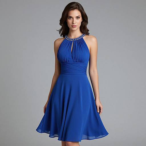 Elegant Woman in Royal Blue Dress