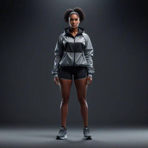 Athletic woman in black and white sportswear