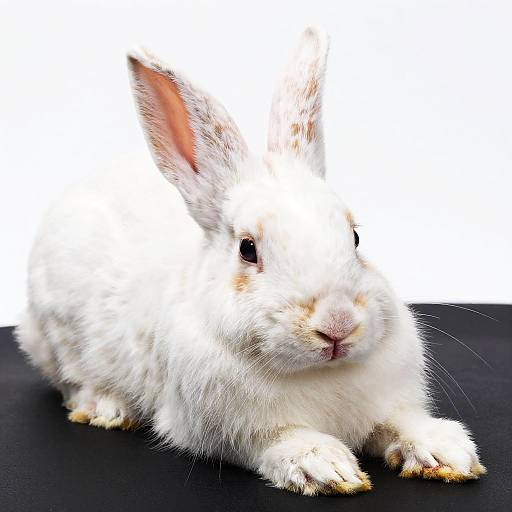 Close-Up White Rabbit on Black Surface