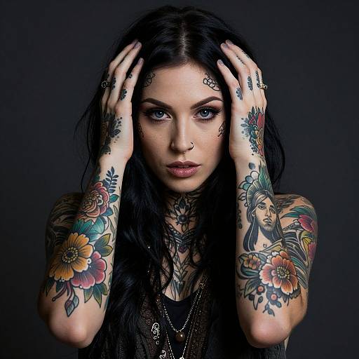 Moody Portrait of Tattooed Woman