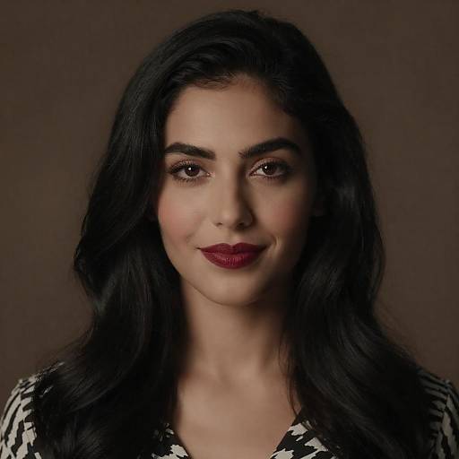Dramatic Portrait of Woman with Red Lipstick