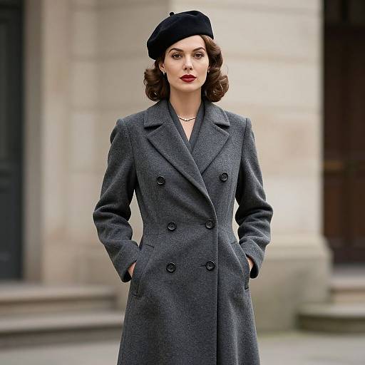 Elegant 1940s Woman in Tailored Coat