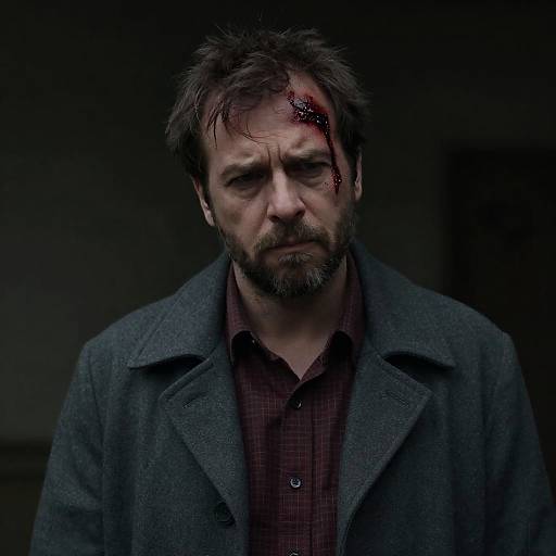 Intense Portrait of a Wounded Man