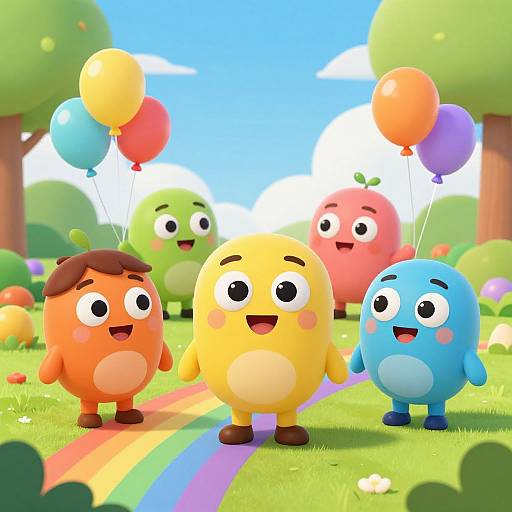 Whimsical Cartoon Playground Scene