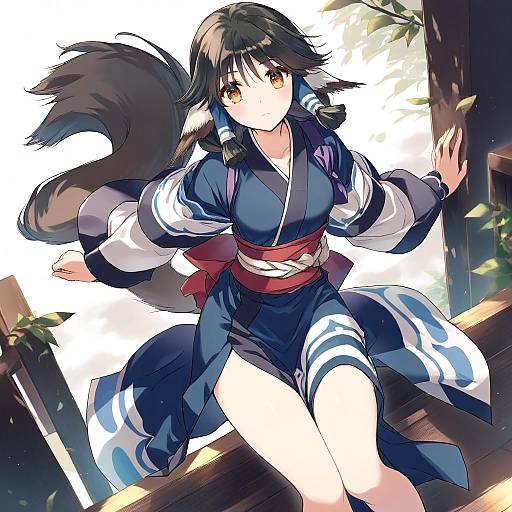 Illustration of Aruruu, utawarerumono in the style of Kuroemon