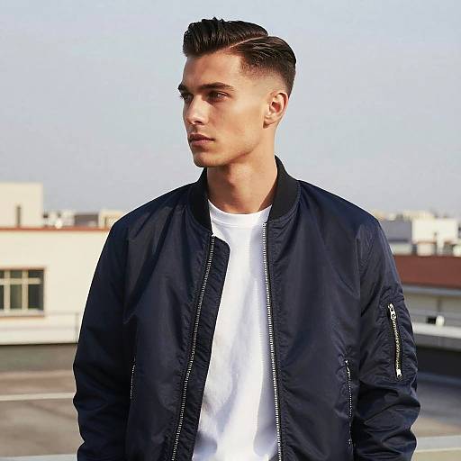 Slick Back Fade on Rooftop