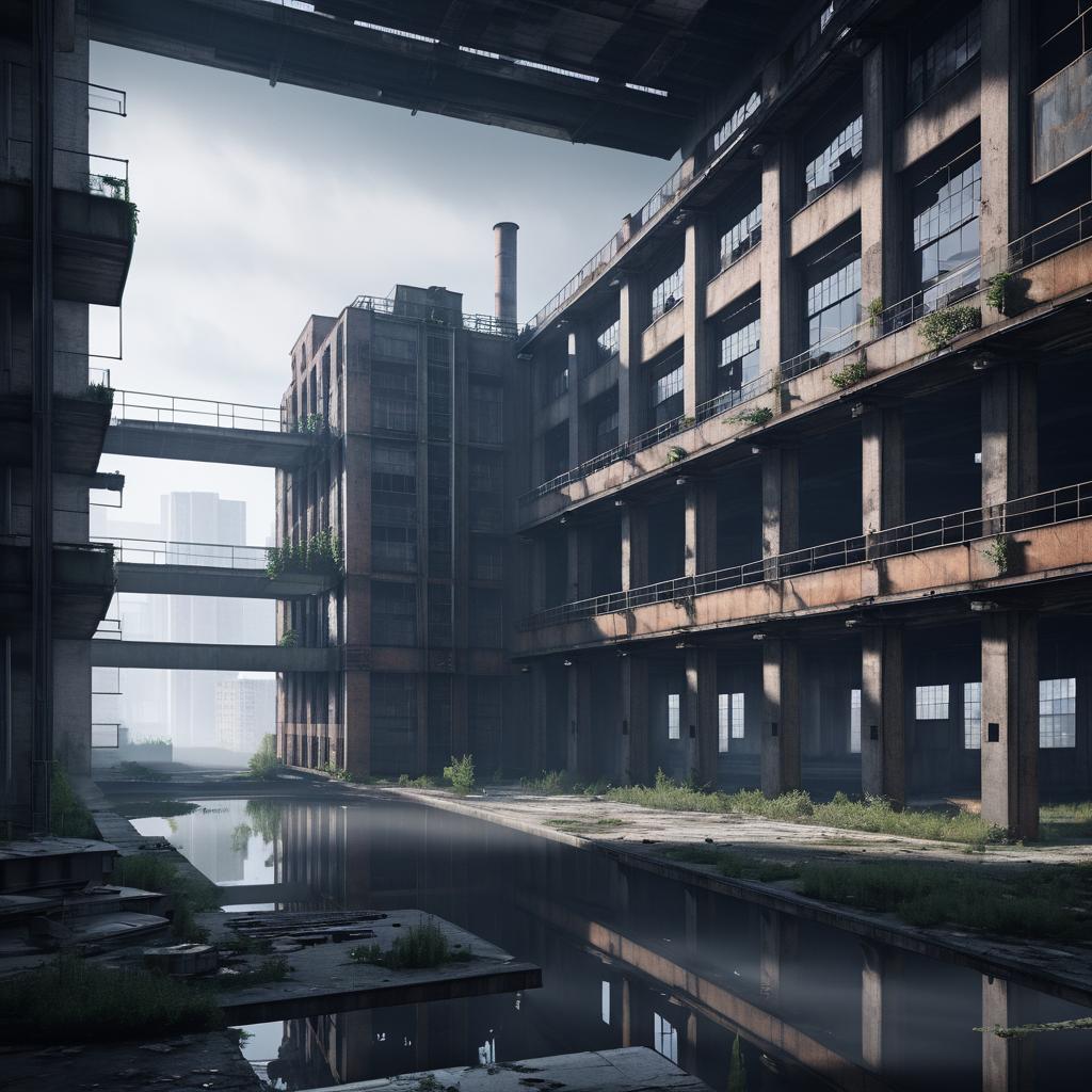 Cinematic Cyberpunk Abandoned Factory Art