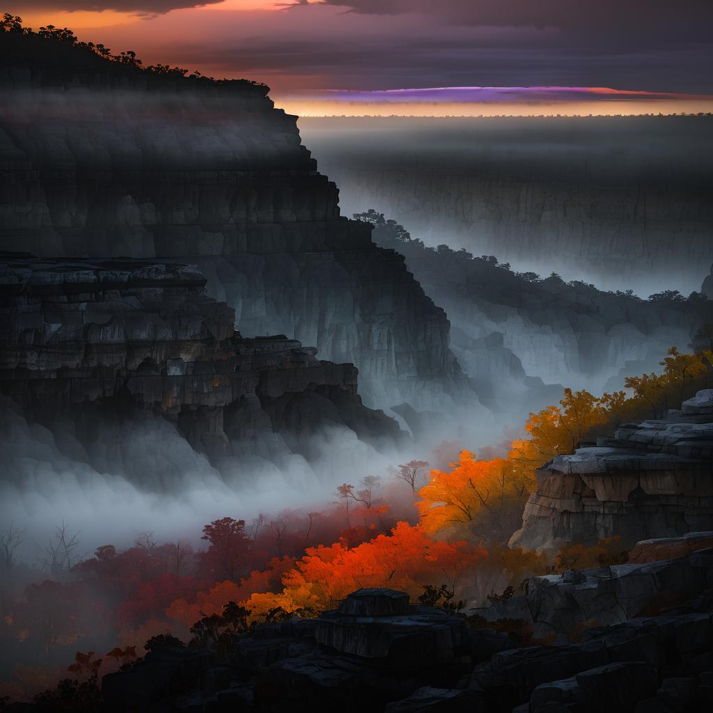 Mysterious Twilight in Limestone Cavern