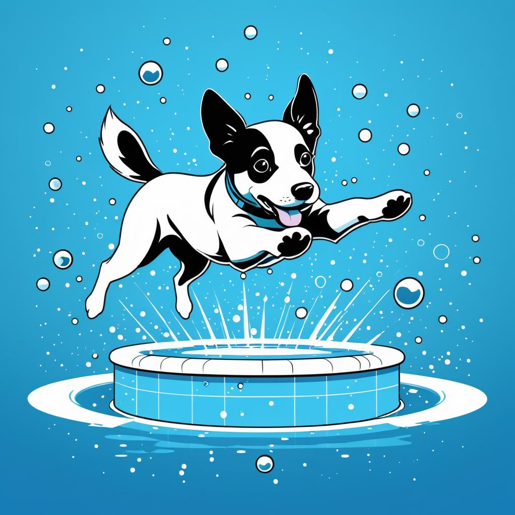 Dynamic Dog Dive Illustration in Comic Style