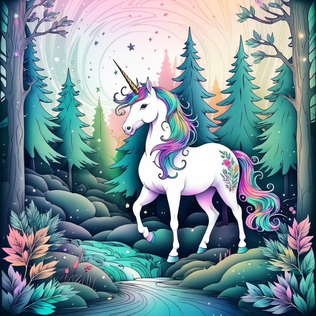 Vintage Fantasy Unicorn Tattoo Design