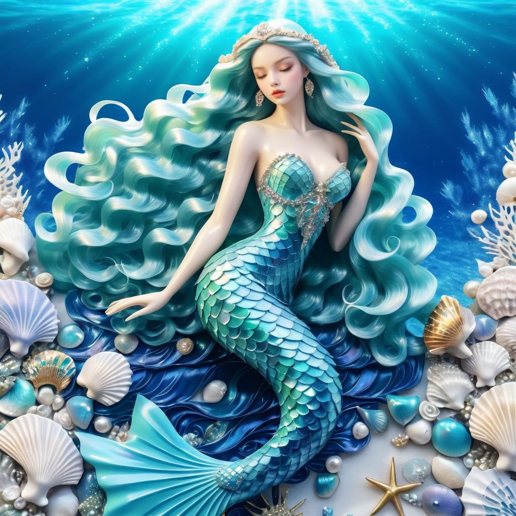 Elegant Mermaid Surrounded by Seashells