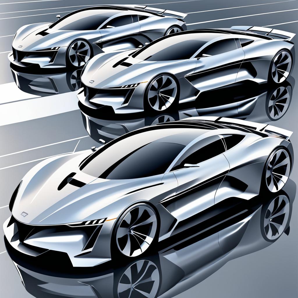 Futuristic Sleek Sports Cars Illustration