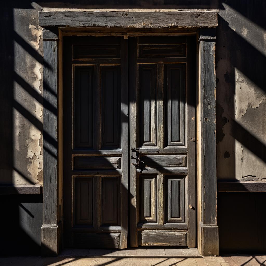 Dramatic Weathered Door in Chiaroscuro