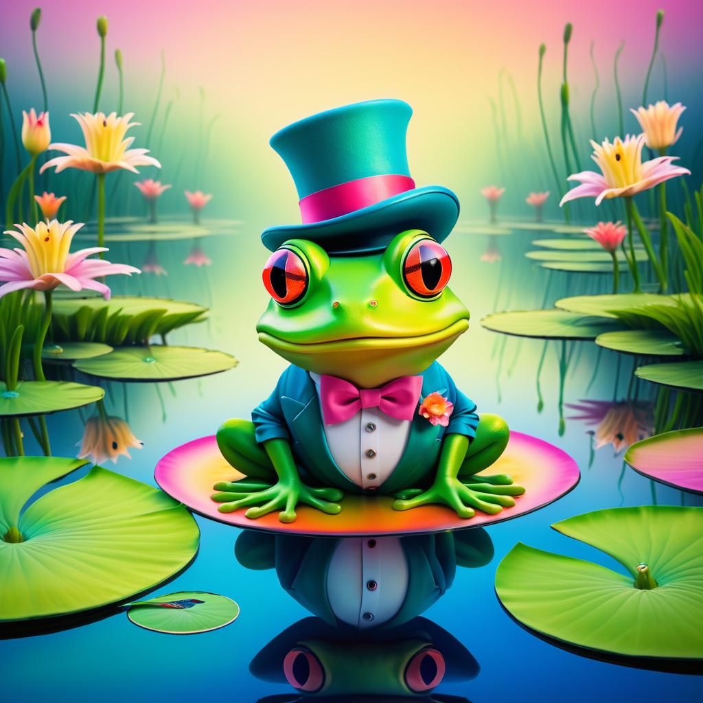 Surreal Frog in Top Hat Artwork