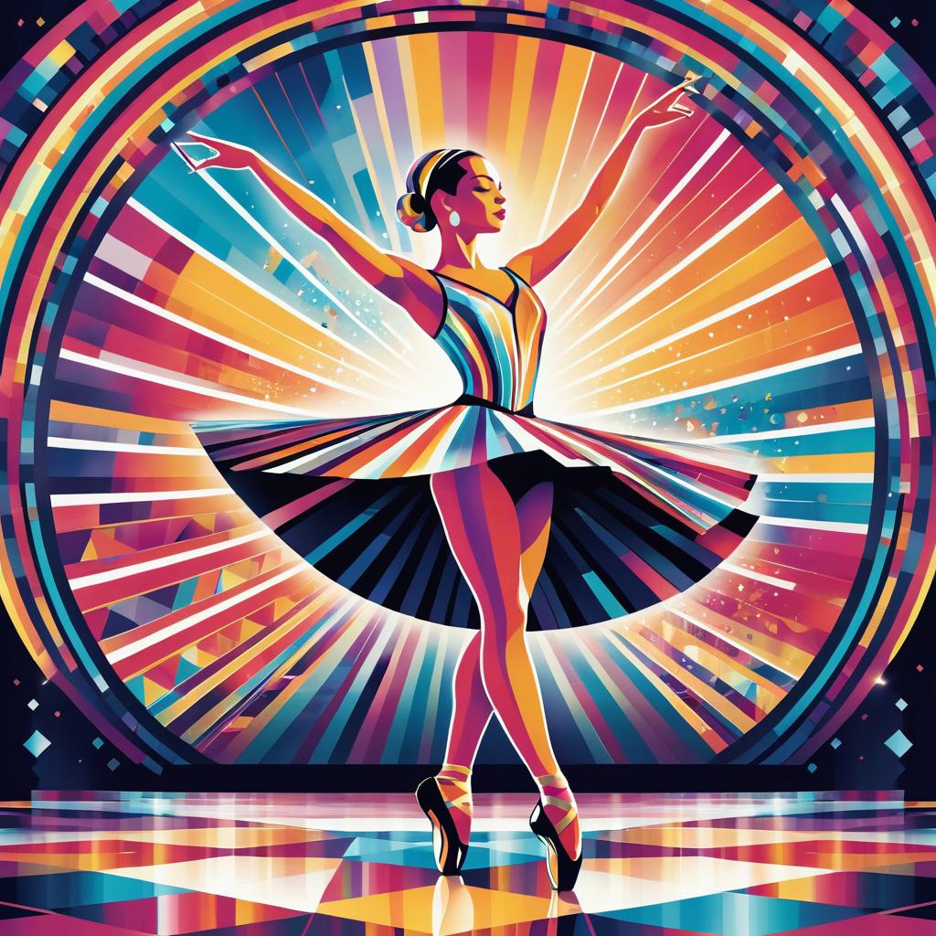 Vibrant Art Deco Ballerina Performance Poster