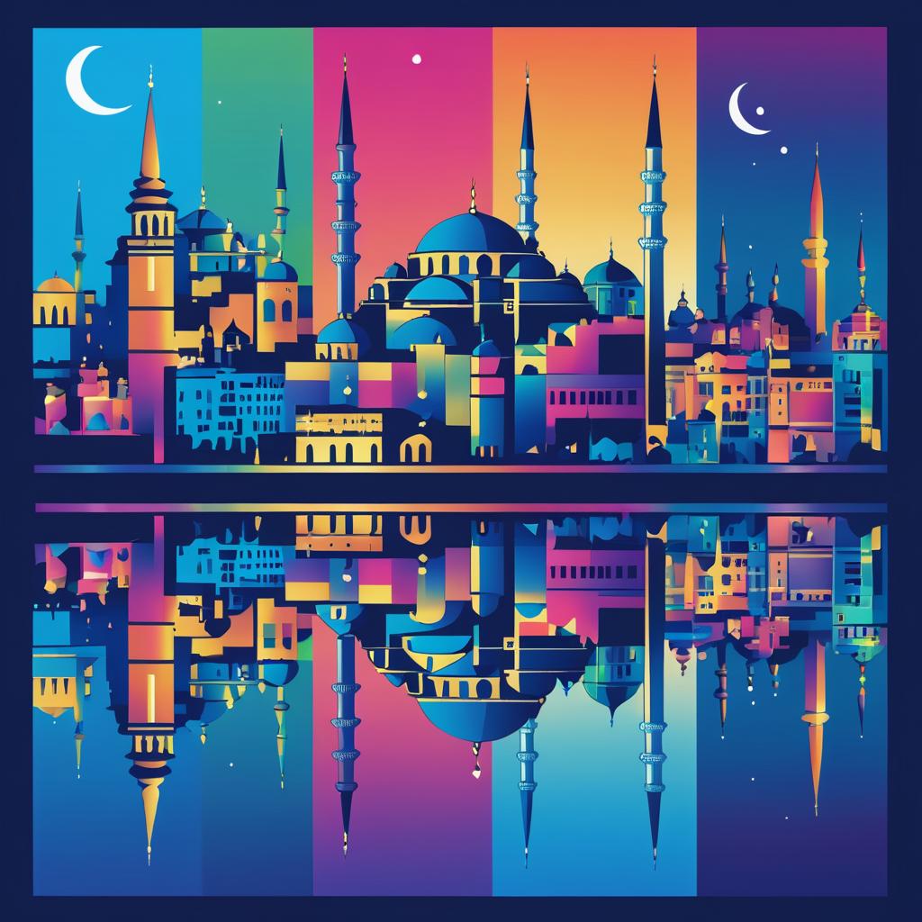 Vibrant Istanbul Skyline in Vector Art