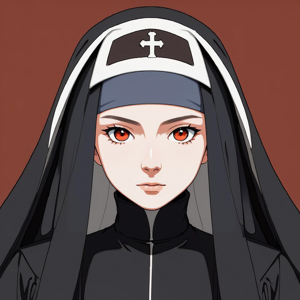 Worried Abbess in Cel-Shaded Anime Style