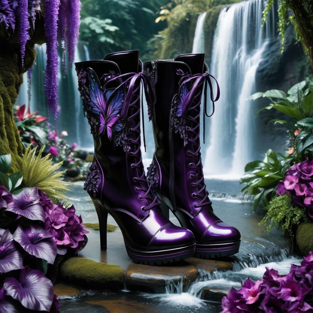 Enchanting High Heel Boots in Lush Gardens