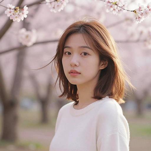 Asian Light Brown Hair Cherry Blossom
