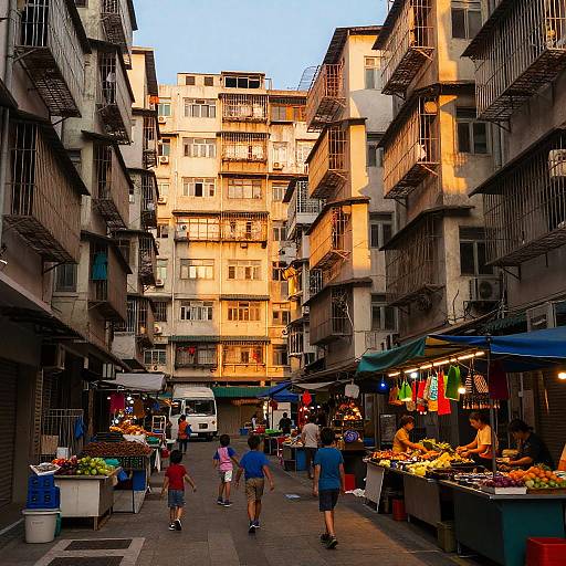 Kowloon Slums Sunset Scene