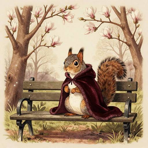 Wistful Grey Squirrel in Velvet Cape