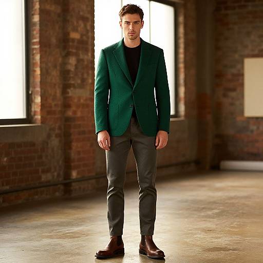 Confident Man in Emerald Green Blazer