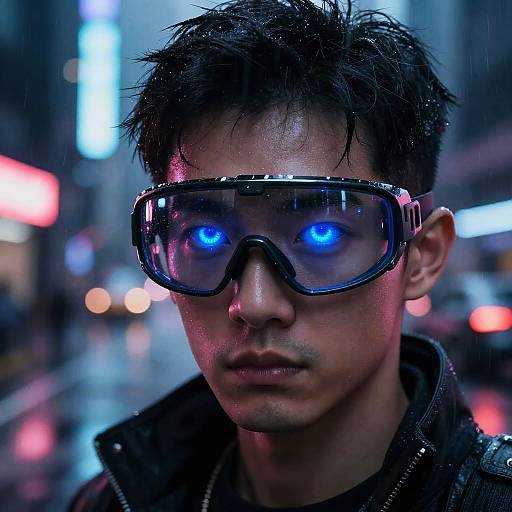 Cyberpunk Neon Eyes in Futuristic City