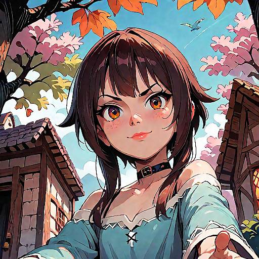 Megumin Smirking Outdoors in Anime Art