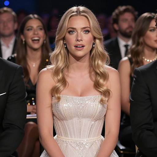 Surprised Blonde in Sparkly Dress