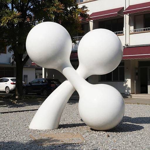 Modern Abstract Sculpture in Courtyard