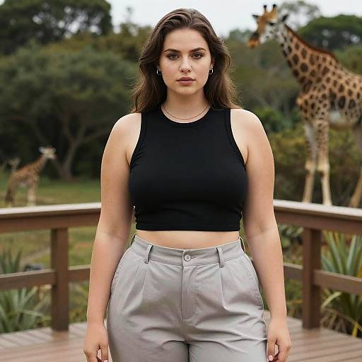 Lanky Woman in Minimalist Outfit Outdoors