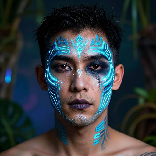 Futuristic Tribal Face Paint Portrait