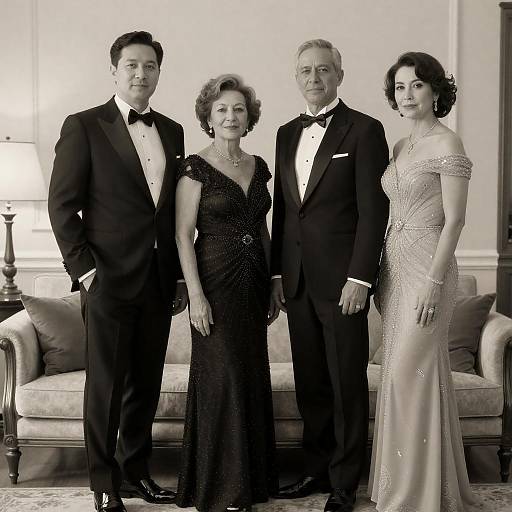 Elegant Formal Gathering in Sepia Tone