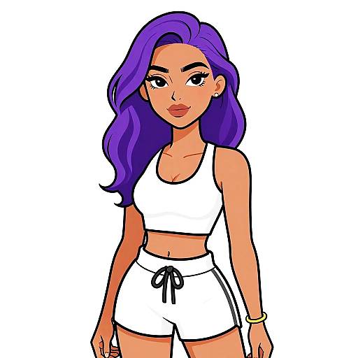 Sporty Woman in Casual White Outfit