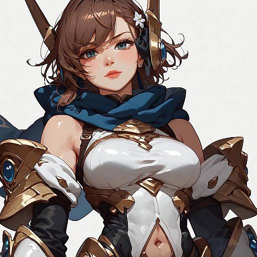 Serious Short-Haired Brown Anime Warrior