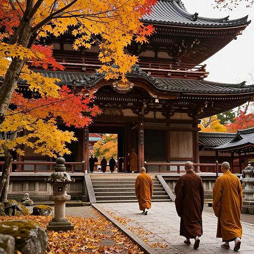 Ancient Japanese Temple in Autumn