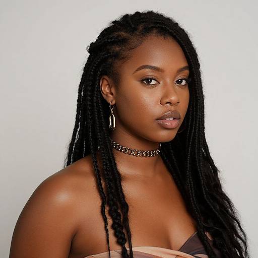 Realistic Portrait of Dark-Skinned Woman