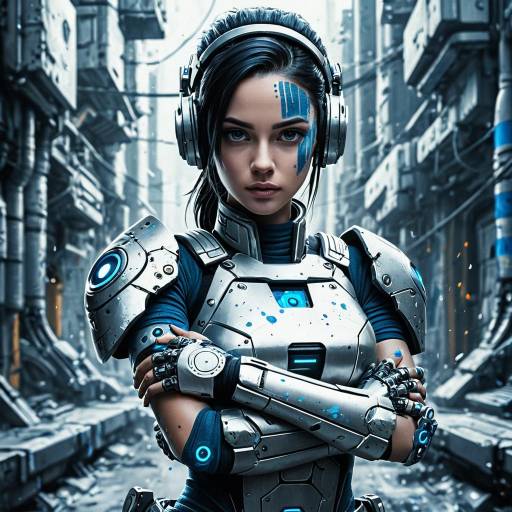 Futuristic Cyborg Girl with Cybernetic Armor